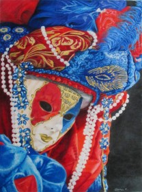 Venetian Mask 9x12 coloured pencil