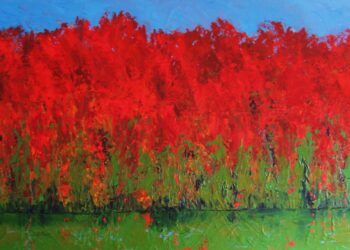KarolaSteinbrecher_Red Treeline, 60 x 48, acrylic